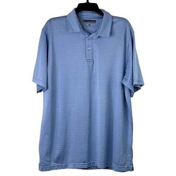 Pebble Beach Dry Luxe Performance Men's Short Sleeve Polo Shirt XL Sky Blue Dot - Picture 2 of 8